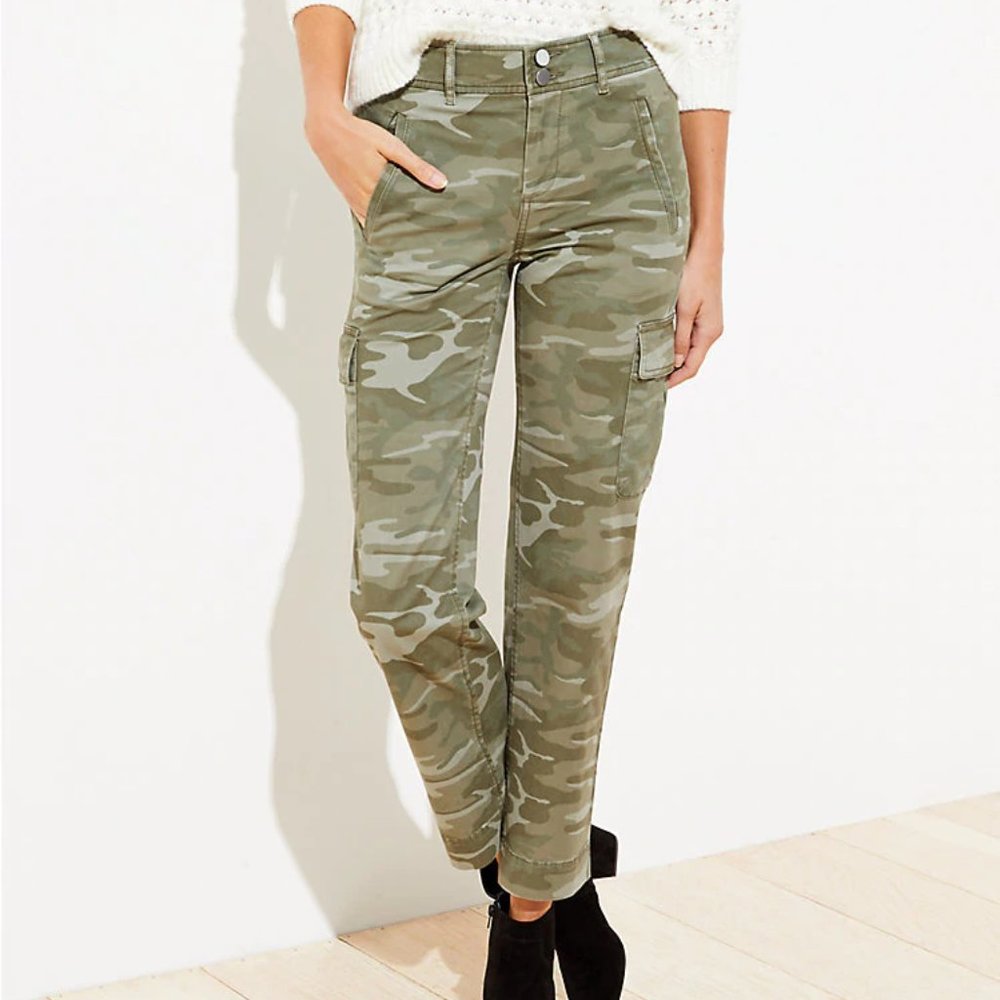 LOFT | Petite Camo Straight Leg Pants